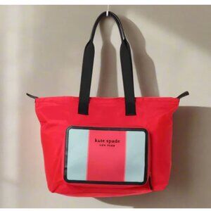 Kate Spade Journey Large Tote Red Nylon Shoulder Bag Packable Travel Lightweight